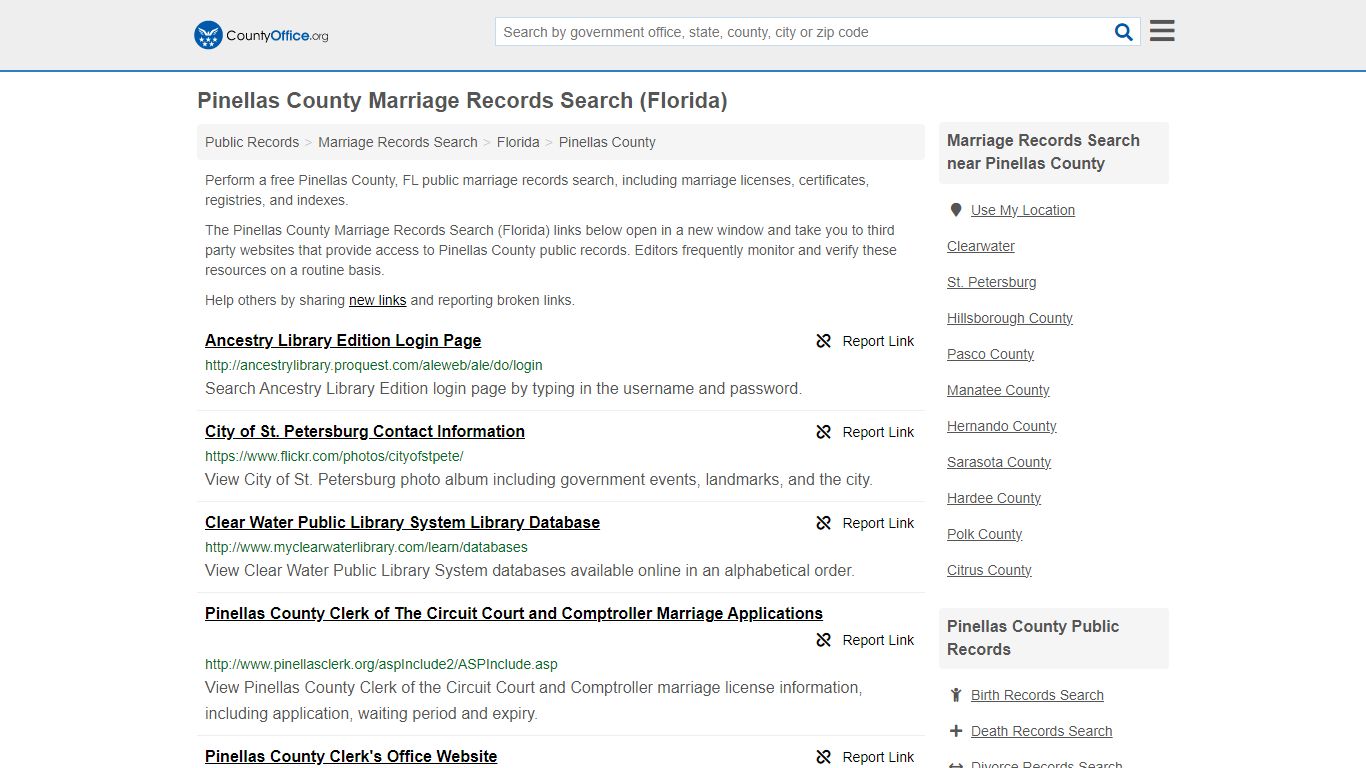 Pinellas County Marriage Records Search (Florida) - County Office